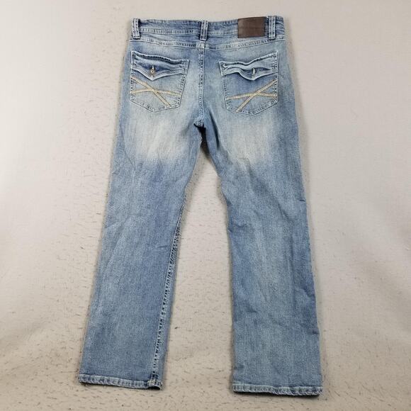 TK Axel Jeans Mens 36x34 Blue Slim Boot Light Wash Denim Embroidered Pockets - Picture 5 of 15